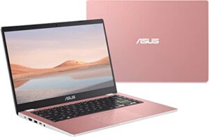 2022 asus 14″ thin light business student laptop computer, intel celeron n4020 processor, 4gb ddr4 ram, 64 gb storage, 12hours battery, webcam, zoom meeting, win11 + 1 year office 365, rose gold