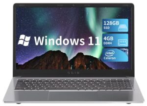 sgin laptop 15.6 inch, 4gb ddr4 128gb ssd windows 11 laptops with intel celeron n4020c(up to 2.8 ghz), intel uhd graphics 600, mini hdmi, wifi, webcam, usb3.0, bluetooth 4.2