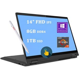 lenovo premium flex 5 2-in-1 business laptop | 14″ fhd ips touchscreen | amd 8-core ryzen 7 4700u (> i7-10510u) | 8gb ddr4 1tb ssd | fingerprint backlit kb usb-c hdmi dolby win10 pro + pen