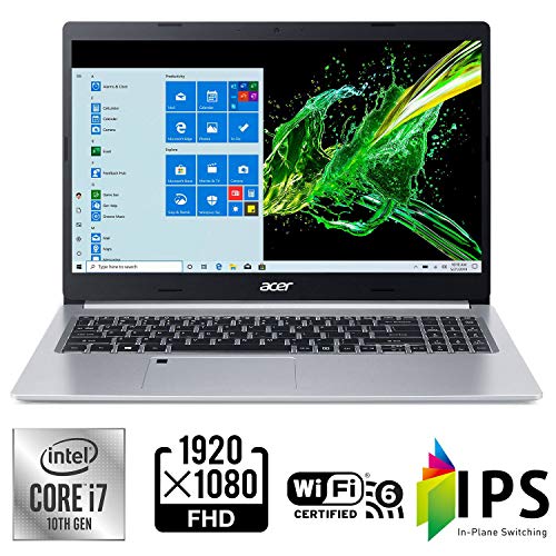 Acer Aspire 5 A515-55-75NC, 15.6" Full HD IPS Display, 10th Gen Intel Core i7-1065G7, 8GB DDR4, 512GB NVMe SSD, Intel Wireless WiFi 6 AX201, Fingerprint Reader, Backlit Keyboard, Windows 10 Home