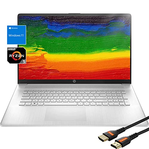 HP Laptops 17inch Touchscreen | Windows11 Laptop Computer | 17.3 Screen | AMD Ryzen 5 5625U | USB Type-C | Wireless AC Wi-Fi | Webcam | Lightweight | HDMI Cable (32GB RAM | 1TB PCIe SSD)