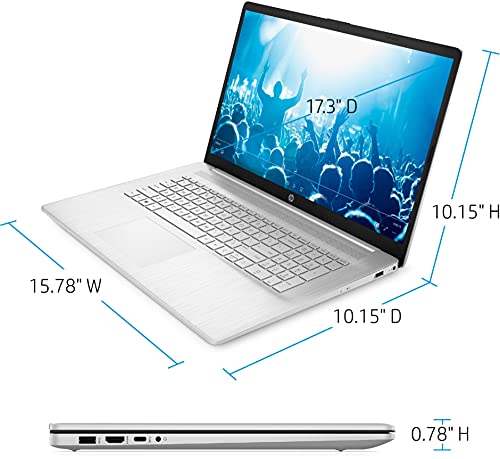 2022 HP 17.3" HD+ Display Laptop, 11th Gen Intel Core i3-1115G4 (Beats i5-7200U), 8GB Memory, 256GB SSD + 1TB HDD, WiFi, HDMI, Webcam, NO DVD, + YSC Accesory (Natural Silver)