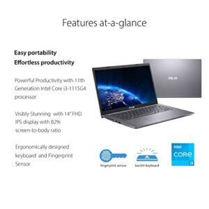 ASUS 2022 Newest VivoBook 14 Laptop, 14 inch IPS FHD Display, Intel Core i3-1115G4, 20GB RAM, 1TB SSD, Fingerprint Reader, Wi-Fi, Bluetooth, Windows 11 Home in S Mode, Bundle with Cefesfy Accessory