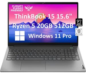 lenovo thinkbook 15 gen 3 15.6″ fhd (20gb ram, 512gb pcie ssd, amd 6-core ryzen 5 5500u (beat i7-1165g7), anti-glare, webcam) business laptop, backlit keyboard, fingerprint, type-c, win 11 pro