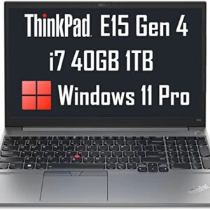 Lenovo ThinkPad E15 Gen 4 15.6" FHD (Intel 12th Gen i7-1255U, 40GB RAM, 1TB PCIe SSD, Full HD IPS) Business Laptop, Thunderbolt 4, HDMI, Type-C, Wi-Fi 6E, 1080p Webcam, Aluminium, Win 11 Pro -2023