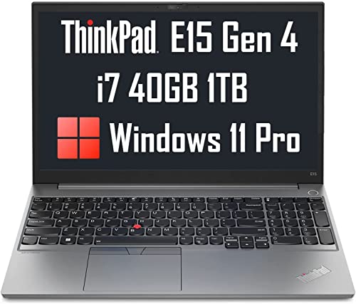 Lenovo ThinkPad E15 Gen 4 15.6" FHD (Intel 12th Gen i7-1255U, 40GB RAM, 1TB PCIe SSD, Full HD IPS) Business Laptop, Thunderbolt 4, HDMI, Type-C, Wi-Fi 6E, 1080p Webcam, Aluminium, Win 11 Pro -2023