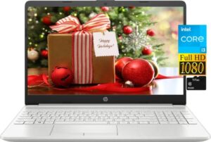 hp 15.6 inch fhd 1080p laptop, intel dual-core i3-1115g4 up to 4.1ghz, 8gb ddr4 ram, 256gb pcie ssd, usb-c, hdmi, wi-fi,ethernet, fingerprint reader, webcam, fast charge, win10 s + titac card, silver