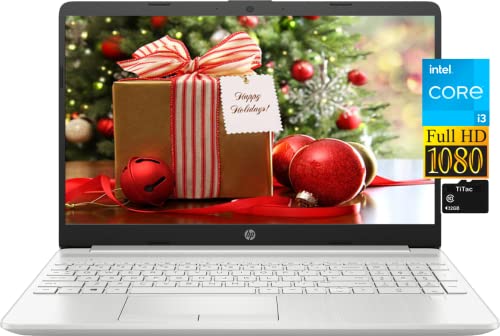 HP 15.6 Inch FHD 1080P Laptop, Intel Dual-Core i3-1115G4 up to 4.1GHz, 8GB DDR4 RAM, 256GB PCIe SSD, USB-C, HDMI, Wi-Fi,Ethernet, Fingerprint Reader, Webcam, Fast Charge, Win10 S + TiTac Card, Silver