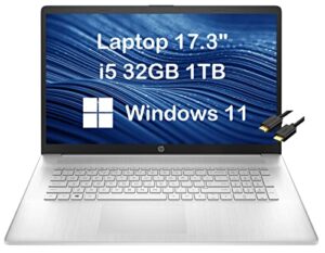 hp 17 laptop 17.3″ fhd ips business laptop (intel i5-1135g7, 32gb ram, 1tb ssd, uhd graphics) 4-core(beat i7-10510u) narrow bezel, long battery life, webcam, type-c, hdmi cable, win 11 home – 2022