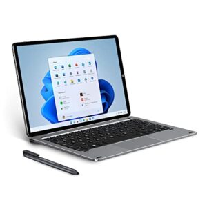 chuwi hi10 x, 10.1″ tablet with keyboard and pen, 6gb lpddr4 128gb storage, 1920x1200p 10-point touch display, intel celeron n4120, 2 in 1 convertible laptop, dual band wifi, typc-c, windows 10, gray