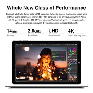 CHUWI Hi10 X, 10.1" Tablet with Keyboard and Pen, 6GB LPDDR4 128GB Storage, 1920x1200P 10-Point Touch Display, Intel Celeron N4120, 2 in 1 Convertible Laptop, Dual Band WiFi, Typc-C, Windows 10, Gray