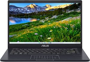 asus 2022 newest 14 inch hd laptop, intel dual-core processor, 4gb ram, 64gb emmc, 128gb pcle ssd, integrated graphics, bluetooth, wifi, windows 11 s, star black, bundle with cefesfy accessory