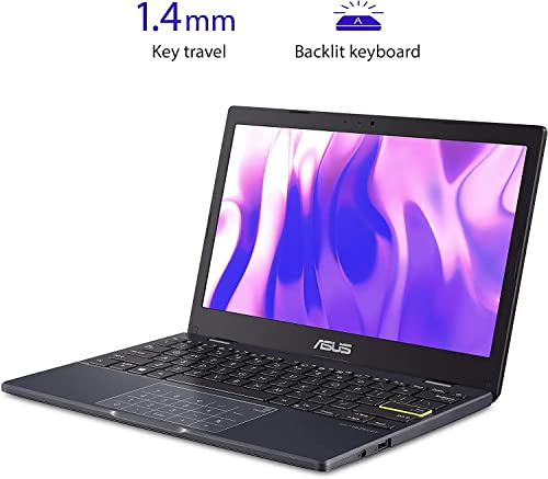 ASUS 2022 Newest 14 inch HD Laptop, Intel Dual-Core Processor, 4GB RAM, 64GB eMMC, 128GB Pcle SSD, Integrated Graphics, Bluetooth, WiFi, Windows 11 S, Star Black, Bundle with Cefesfy Accessory