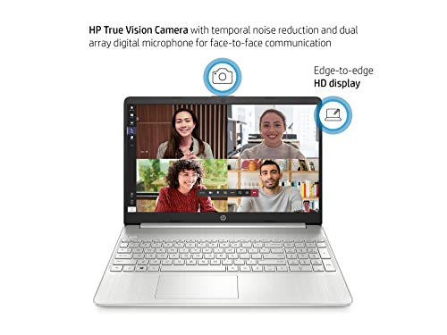 HP 2022 15.6" HD Laptop, Intel Core i3- 1115G4 Processor, 8GB DDR4, 256GB PCIe SSD , Intel HD Graphics, Wi-Fi, Bluetooth, HDMI, Windows 11 S, Natural Silver, 32GB SnowBell USB Card