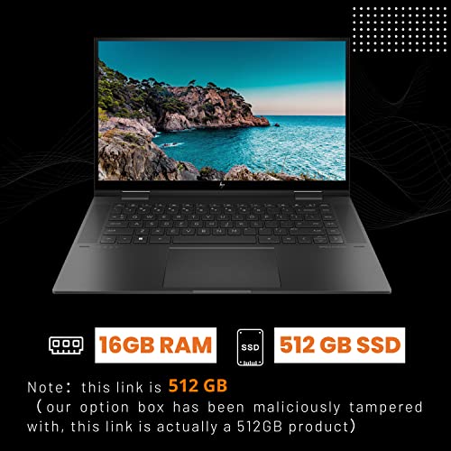 HP 2022 Newest Envy 2-in-1 Laptop, 15.6" IPS FHD Touch Screen, 6 core AMD Ryzen 5 5625U(Beat i7-1265U), 16GB DDR4, 512GB SSD, Backlit Keyboard, Amazon Alexa, Fingerprint Reader, W/ Pen, Win 11, Black