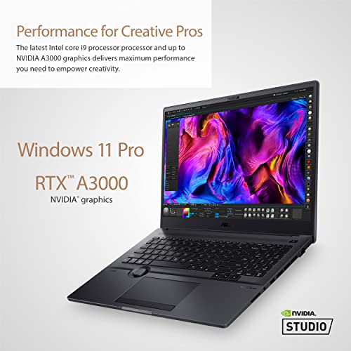 ASUS ProArt StudioBook Pro 16 OLED Laptop, 16” 3840x2400 OLED Display, Intel Core i9-12900H CPU, 32GB DDR4, 2TB PCIe SSD, Nvidia RTX A3000, Windows 11 Pro, W7600Z3A-XB96, Mineral Black