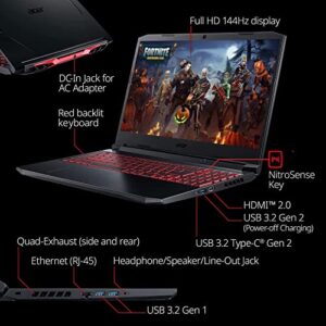 Acer Nitro 5 15.6" FHD 144Hz Gaming Notebook, Intel Core i7-11800H Processor, NVIDIA GeForce RTX 3050 Ti, 4 Ports, Killer Wi-Fi, Backlit Keyboard, HDMI, Webcam, Win 11 Home (32GB RAM | 1TB SSD)