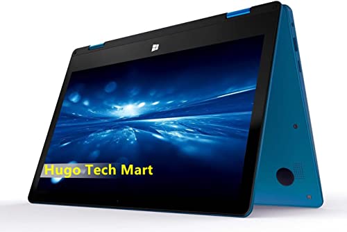 Hugo Tech Mart 11.6" HD Touchscreen 2-in-1 Convertible Laptop, Intel Celeron Processor Up to 2.8Ghz, 4GB RAM, 64GB SSD, Mini-HDMI, Webcam, Super-Fast WiFi Up to 1300 Mbps, Windows 11, Blue (Renewed)