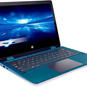 Hugo Tech Mart 11.6" HD Touchscreen 2-in-1 Convertible Laptop, Intel Celeron Processor Up to 2.8Ghz, 4GB RAM, 64GB SSD, Mini-HDMI, Webcam, Super-Fast WiFi Up to 1300 Mbps, Windows 11, Blue (Renewed)