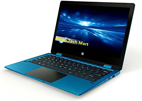 Hugo Tech Mart 11.6" HD Touchscreen 2-in-1 Convertible Laptop, Intel Celeron Processor Up to 2.8Ghz, 4GB RAM, 64GB SSD, Mini-HDMI, Webcam, Super-Fast WiFi Up to 1300 Mbps, Windows 11, Blue (Renewed)