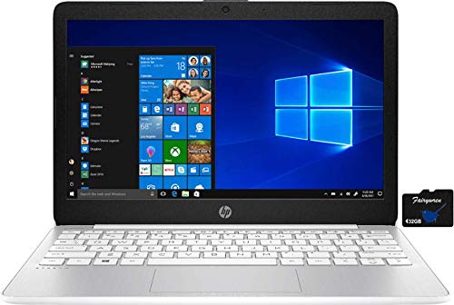 2021 HP Stream 11.6-inch HD Laptop PC, Intel Celeron N4020, 4 GB RAM, 64 GB eMMC, WiFi 5, Webcam, HDMI, Windows 10 S with Office 365 Personal for 1 Year + Fairywren Card (White)