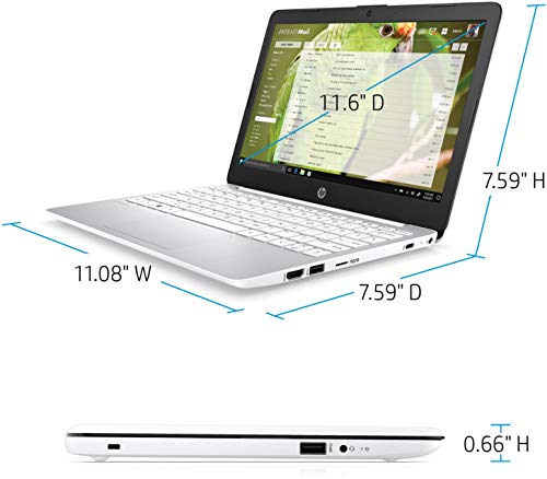 2021 HP Stream 11.6-inch HD Laptop PC, Intel Celeron N4020, 4 GB RAM, 64 GB eMMC, WiFi 5, Webcam, HDMI, Windows 10 S with Office 365 Personal for 1 Year + Fairywren Card (White)