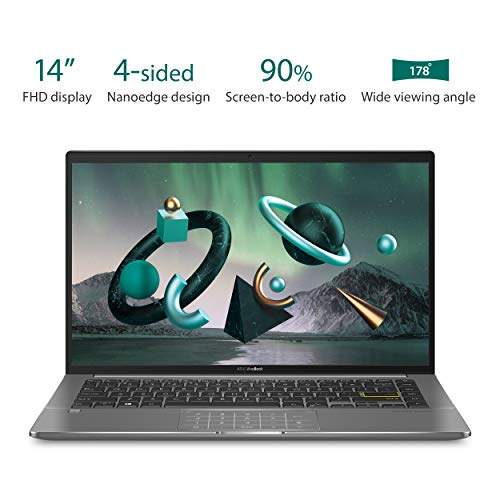 ASUS VivoBook S14 S435 Laptop, 14” FHD Display, Intel Evo Platform, i7-1165G7 CPU, 8GB RAM, 512GB PCIe SSD, Windows 11 Home, AI Noise-Cancellation, Deep Green, S435EA-DH71-GR