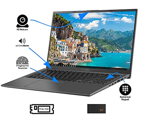 ASUS Newest Premium VivoBook Slim Laptop: 15.6" FHD Touch Display, 2-Core Intel i3-1005G1(Upto 3.4GHz), 4GB RAM, 128GB SSD, Intel UHD Graphics, Webcam, HDMI, FP-Reader, WiFi, Sonic Master, Win10S, TF