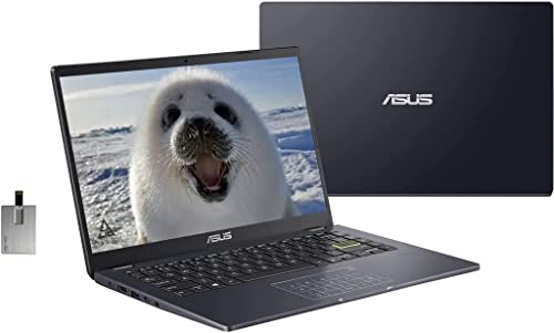 Asus 2022 14'' HD Laptop, Intel Celeron N4020 Processor, 4GB RAM, 64GB eMMC Flash Memory, Graphics 500, Webcam, Stereo Speakers, Black, Windows 11S, 32GB Snowbell USB Card