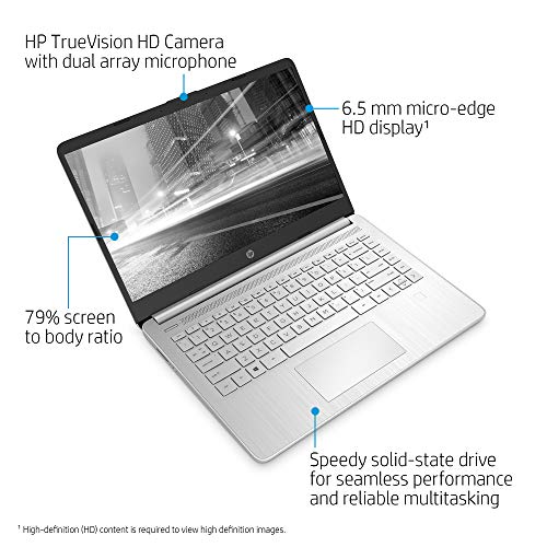 HP Newest 14" HD Laptop, Intel Core i5-1035G1, Intel UHD Graphics, 8GB SDRAM, 256GB SSD, Natural Silver, Windows 10