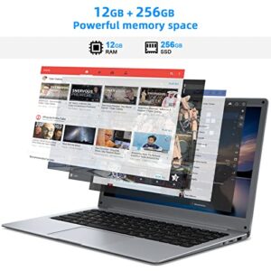 Jumper Laptop 14 Inch Laptops 12GB RAM 256GB ROM SSD Windows 11 Notebook Computer with FHD 1080P Display, 14nm Intel Celeron,Dual speakers,Full Size Keyboard,Large Battery 35520mWH - One Year Warranty