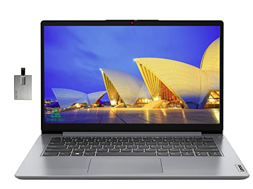 Lenovo 2022 Ideapad 1i 14" HD Laptop, Intel Celeron N4020 Processor, 4GB RAM, 64GB eMMC Flash Memory, Intel HD Graphics 500, HD Webcam, Stereo Speakers, Cloud Grey, Windows 11S, 128GB USB Card