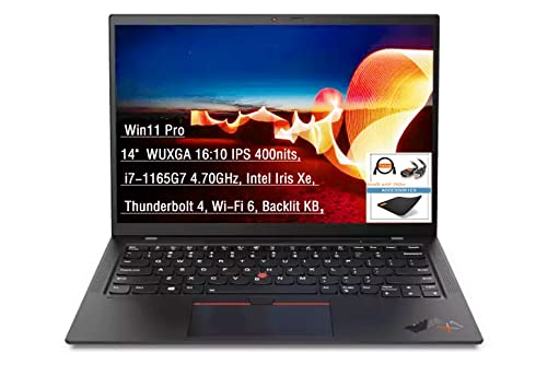 Lenovo ThinkPad X1 Carbon Gen 9 Thin Light Laptop, 14" WUXGA 16:10 IPS 400nits, i7-1165G7 4.70GHz, Intel Iris Xe, Wi-Fi 6, Thunderbolt 4, Backlit KB, Win11 Pro, w/Accessories (16GB RAM | 1TB PCIe SSD)