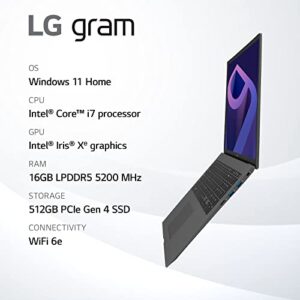 LG gram (2022) Laptop 15Z90Q 15.6" Touchscreen, Intel 12th Gen Core i7, 16GB RAM, 512GB SSD, Windows 11, Gray