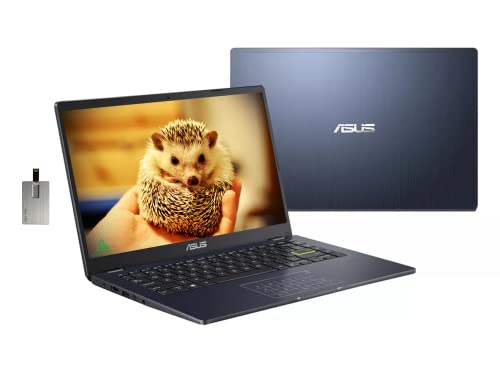 ASUS 2022 14" FHD Laptop, Intel Celeron N4020 Processor, 4GB RAM, 64GB eMMC Flash Memory, Intel HD Graphics 600, HD Webcam, Backlit Keyboard, Black, Windows 11S, 32GB SnowBell USB Card