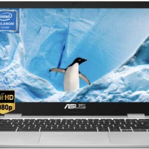 2022 Newest ASUS Chromebook 14" FHD Nano-Edge Display Light Laptop, Intel Celeron N3350 (Up to 2.4GHz), 4GB RAM, 32GB eMMC, HD Webcam, WiFi, HDMI, 802.11ac, Bluetooth, USB-C,Chrome OS, w/MarxsolCables