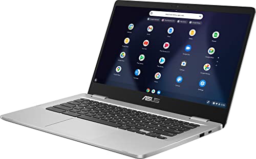 2022 Newest ASUS Chromebook 14" FHD Nano-Edge Display Light Laptop, Intel Celeron N3350 (Up to 2.4GHz), 4GB RAM, 32GB eMMC, HD Webcam, WiFi, HDMI, 802.11ac, Bluetooth, USB-C,Chrome OS, w/MarxsolCables