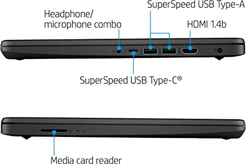 HP 2022 Newest 14in Ultra Light Laptop, Intel N4020 Processor(Up to 2.8GHz), 8GB RAM, 128GB Storage(64GB eMMC+64GB Micro SD), 1 Year Office 365, Webcam, HDMI, WiFi, USB-A&C, Google Classroom or Zoom