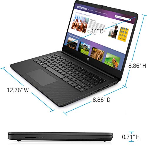 HP 2022 Newest 14in Ultra Light Laptop, Intel N4020 Processor(Up to 2.8GHz), 8GB RAM, 128GB Storage(64GB eMMC+64GB Micro SD), 1 Year Office 365, Webcam, HDMI, WiFi, USB-A&C, Google Classroom or Zoom