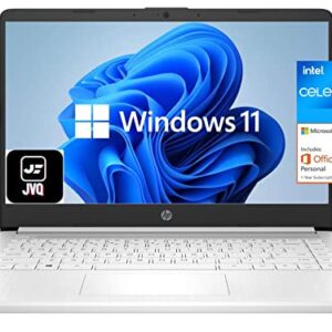 2022 Newest HP Stream 14" HD Laptop, Intel Celeron N4020(up to 2.8GHz), 8GB RAM, 128GB Space(64GB eMMC+64GB Card), 1-Year Office 365, WiFi, HDMI, USB-C, Webcam, Bluetooth, Windows 11S, White+JVQ MP