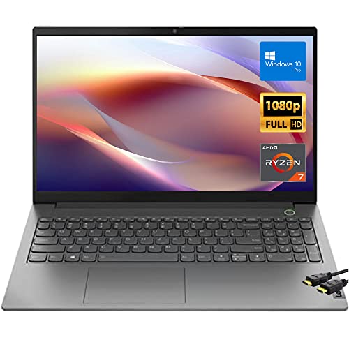 Lenovo New ThinkBook 15 G3 15.6" Full HD Notebook Laptop, AMD Octa-Core (8 Core) Ryzen 7 5700U (Beat i7-1260P), 16GB DDR4 RAM, 512GB PCIE SSD, Fingerprint, HDMI Cable, Windows 10 Pro, Mineral Gray