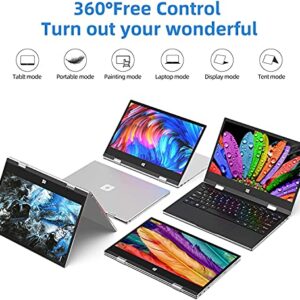 jumper EzBook X1 11.6 Inch 1080P FHD Touchscreen Laptop,Intel Celeron Quad core Processor,Flip Computer PC 6GB RAM,128GB eMMC,Windows 11 Home,Supports TF Card and 1TB M.2 SSD Extension - Silver