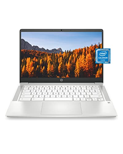 HP Chromebook HD Laptop, Intel Dual-core Celeron Processor, 4GB RAM, 32GB eMMC, Chrome OS, (Renewed), Ceramic white, 14-14.99 inches