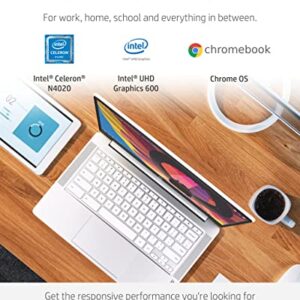 HP Chromebook HD Laptop, Intel Dual-core Celeron Processor, 4GB RAM, 32GB eMMC, Chrome OS, (Renewed), Ceramic white, 14-14.99 inches