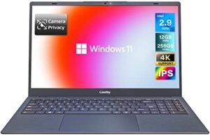 coolby 15.6 inch windows 11 laptop computer with 1920×1080 ips display, 12gb ram/256 gb nvme ssd, intel n5095 quad core processor notebook pc, support 2.4g/5g hz wifi, bt, type-c pd 3.0 charging