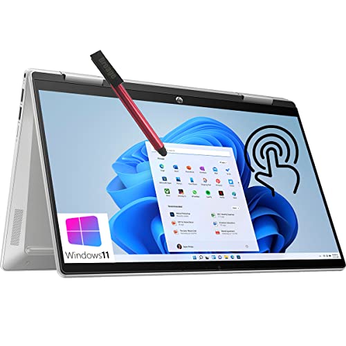 HP 2022 Newest Pavilion x360 2-in-1 Laptop, 12th gen Intel 10-Core i5-1235U, 14" FHD Touchscreen, 8GB DDR4 RAM, 512GB PCIe SSD, Backlit KB, Fingerprint Reader, Windows 11, broag 64GB Flash Stylus