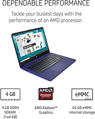 2022 HP Pavilion Laptop, 14-inch HD Touchscreen, AMD 3000 Series Processor, Long Battery Life, Webcam, HDMI, Windows 10 + One Year of Office365 (14, 16GB RAM | 576GB Storage, Blue)