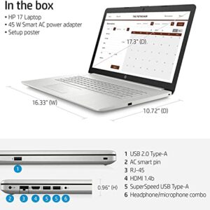 HP [Windows 11 Pro] 17 17.3" FHD Business Laptop, 11th Gen 4-core i5-1135G7 (Beats i7-1065G7), 16GB RAM, 1TB PCIe SSD, Intel Iris Xe Graphics, Backlit Keyboard, Wi-Fi 5, Bluetooth, Webcam, w/Battery