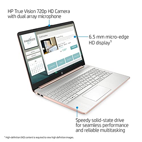 HP Pavilion Laptop (2021 Latest Model), AMD Athlon 3050U Processor, 16GB RAM, 256GB SSD, Long Battery Life, Webcam, HDMI, Bluetooth, WiFi, Rose Gold, Win 10 (Renewed)