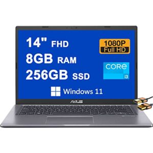 ASUS VivoBook F415 14 Business Laptop 14" FHD Anti-Glare Display 11th Generation Intel core i3-1115G4 Processor 8GB RAM 256GB SSD Intel UHD Graphics Backlit Fingerprint USB-C Win11 Gray + HDMI Cable